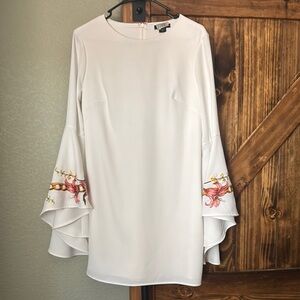 Marciano Eden Embroidered White Bell Sleeve Dress